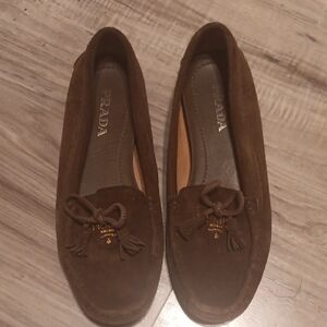 Prada Women's Brown Suede Loafers